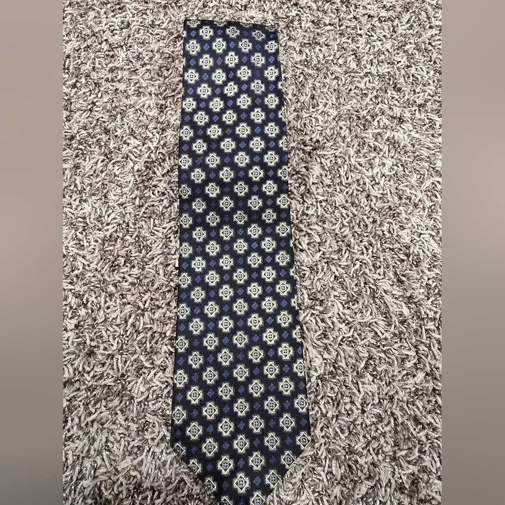 FRATELLI MODA 100% SILK HANDMADE ITALY MENS TIE GEOMETRIC
